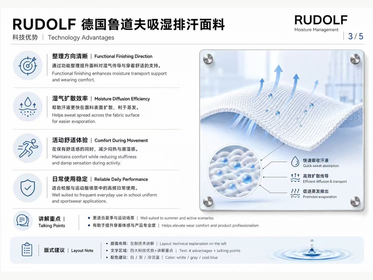 Rudolf moisture management fabric presentation
