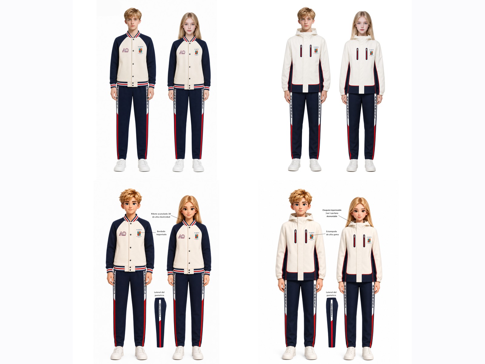 Spain client school uniform overview with boy and girl designs