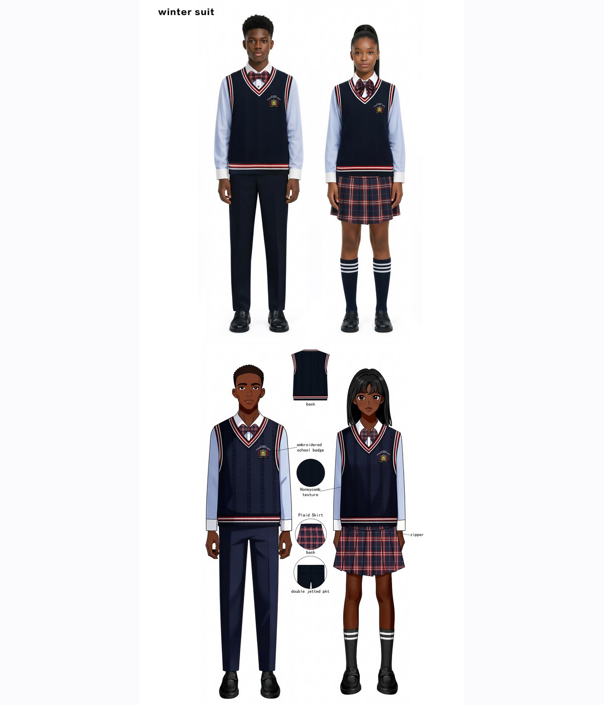 Zimbabwe client knit vest school uniform concept