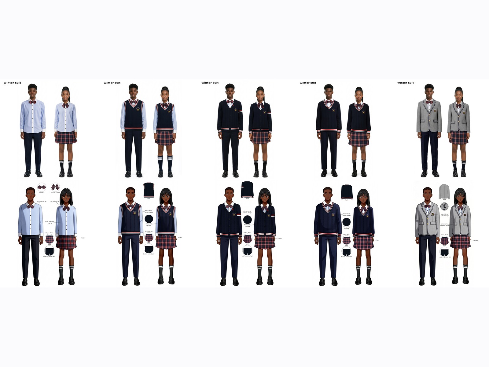 Zimbabwe client school uniform overview with multiple seasonal options